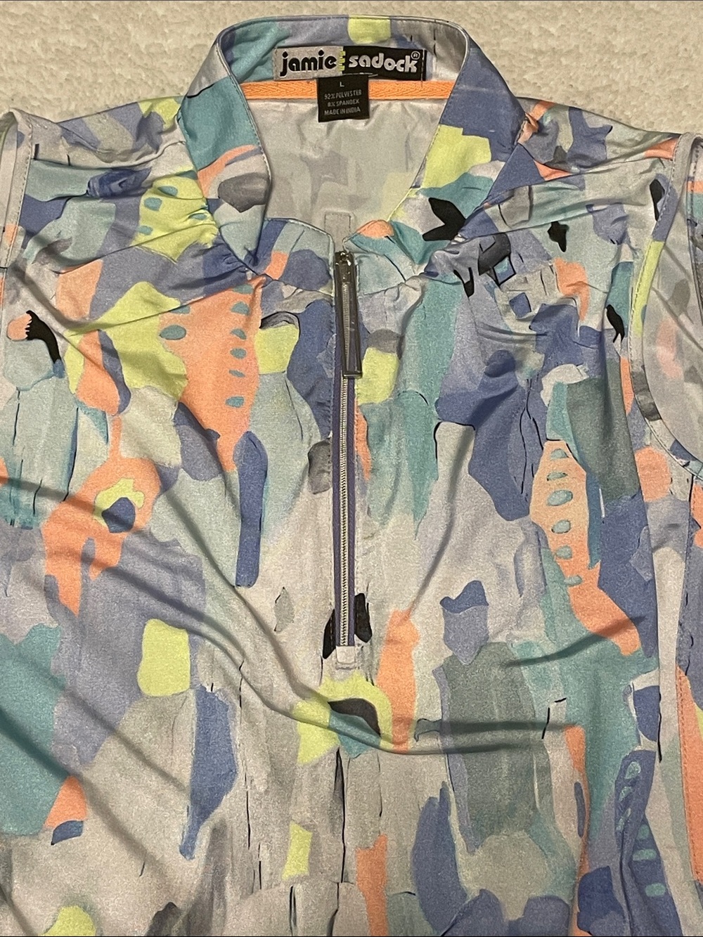 Jamie Sadock Pastel Abstract Print Sleeveless Golf Top - Multi - Picture 4 of 8